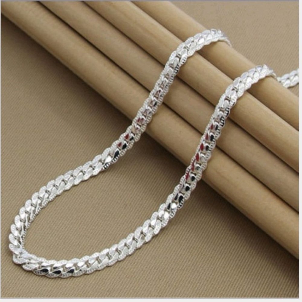 Mens Miami Cuban Chain Necklace 925 Sliver Plated Cuban Links Chain Hip Hop